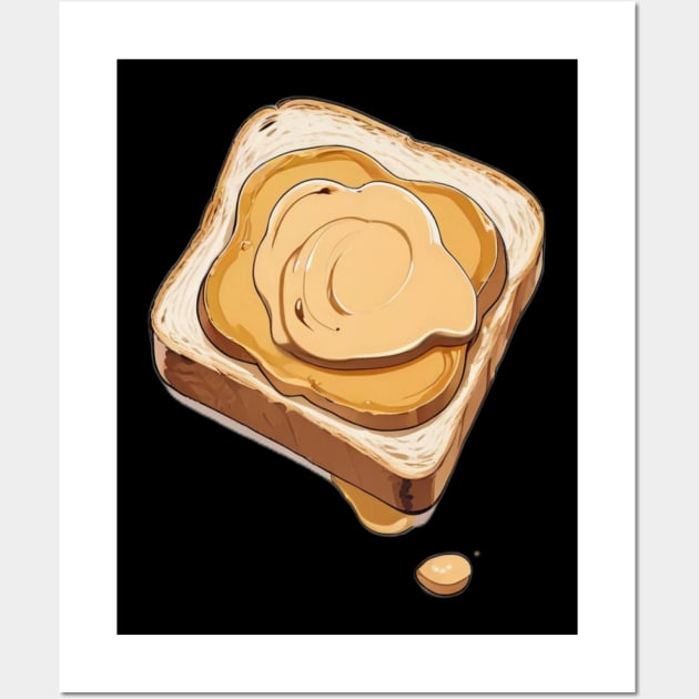 Peanut Butter Toast Kawaii Breakfast Yummy Vintage Sandwich Wall Art by Flowering Away